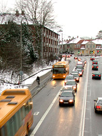 N&aring;le&oslash;jet p&aring; Buddingevej ved viadukten.
Foto: Helge Bay